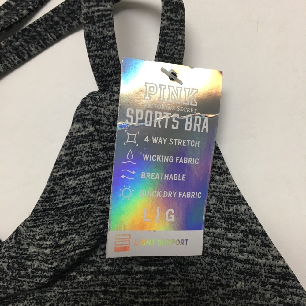 NEW Pink Victoria Secret Ultimate Light Support Sports Bra Large Gray Yo… - Picture 3 of 5